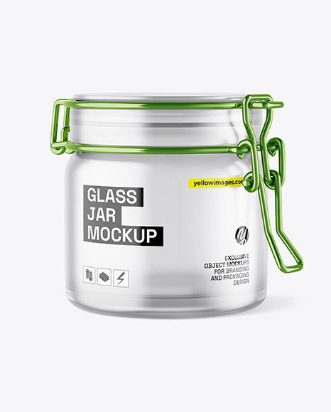 Frosted Glass Jar w/ Clamp Lid Mockup