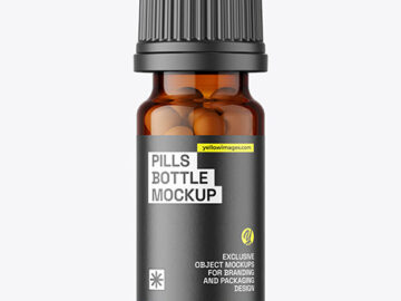 10ml Amber Pills Bottle Mockup