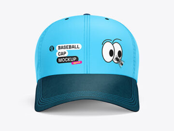 Baseball Cap with Suede Visor Mockup - Front View