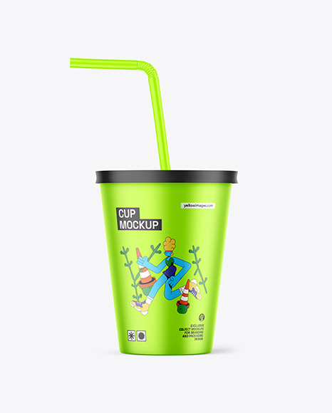 Metallized Cup With Straw Mockup