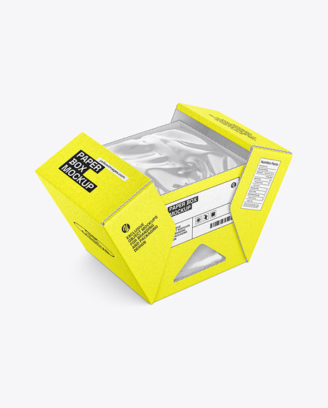 Folding Box w/ Transparent Film Wrap Inside Mockup