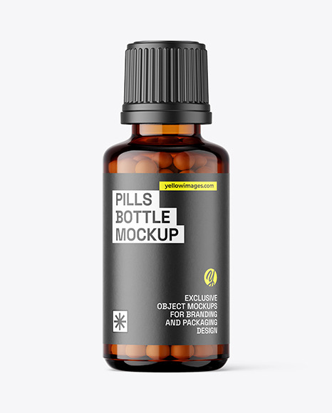 30ml Amber Pills Bottle Mockup