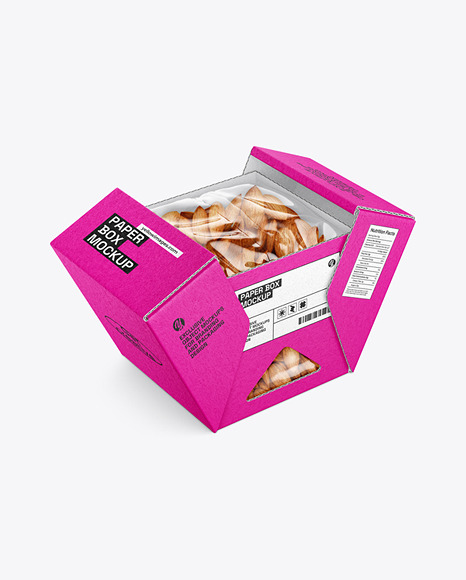 Folding Cardboard Box w/ Almonds Mockup