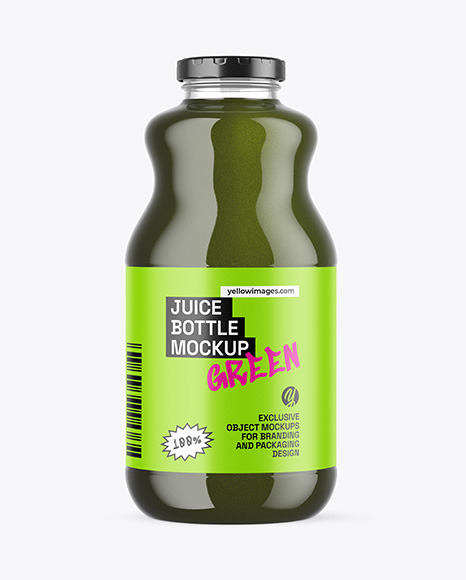 Green Detox Juice Bottle Mockup