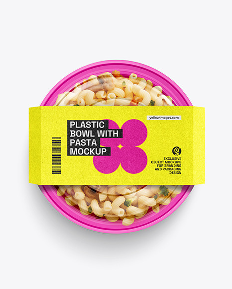 Plastic Bowl With Pasta Mockup
