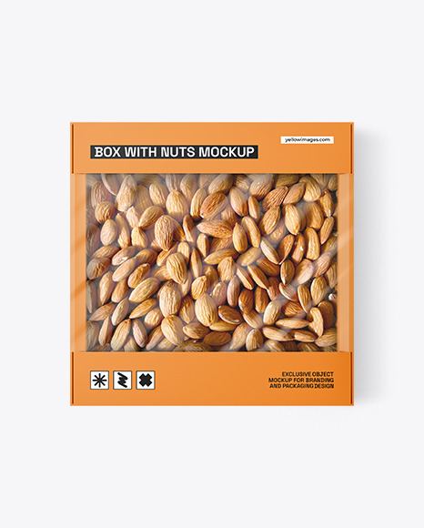 Carton Box With Almond Nuts Mockup