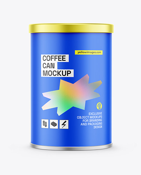 Coffee Tin Can with Matte Finish Mockup