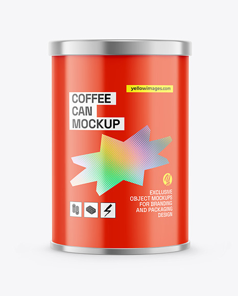 Coffee Tin Can with Glossy Finish Mockup