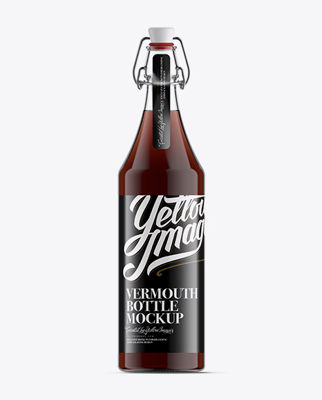 Red Vermouth Bottle W/ Flip-Top Cap Mockup