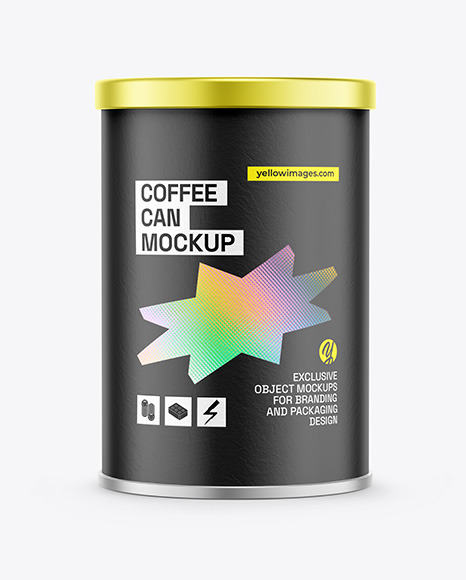 Coffee Tin Can with Paper Finish Mockup