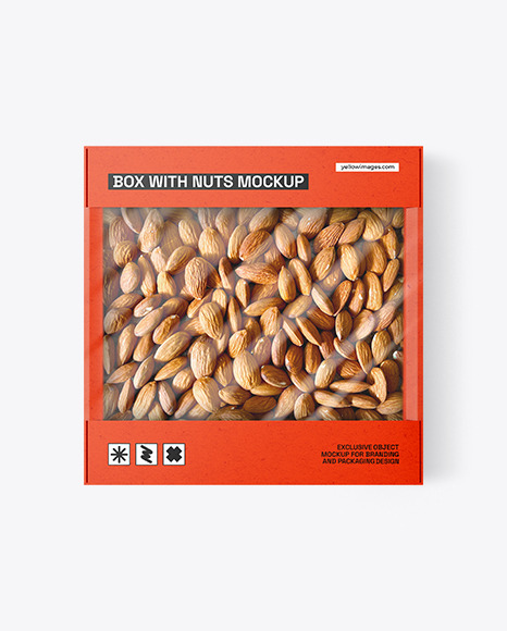 Kraft Box With Almond Nuts Mockup