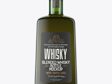 Green Glass Whisky Bottle Mockup