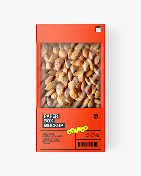 Kraft Box With Almond Nuts Mockup