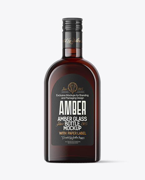 Amber Glass Bottle Mockup