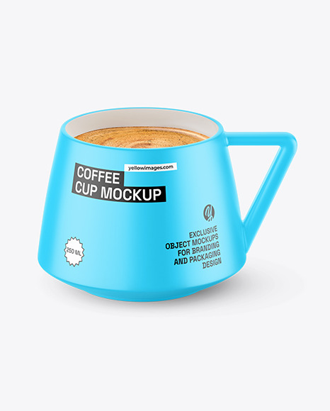 Matte Ceramic Cup with Coffee Mockup