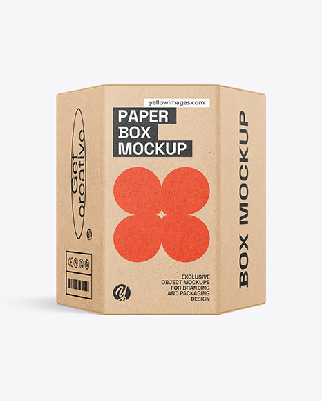 Hexagonal Kraft Paper Box Mockup
