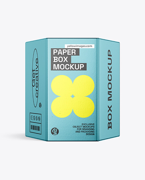 Hexagonal Metallized Paper Box Mockup