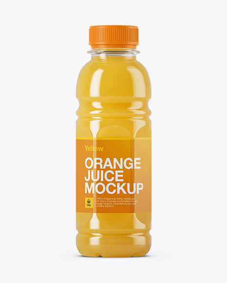 Plastic Bottle W/ Orange Juice Mockup