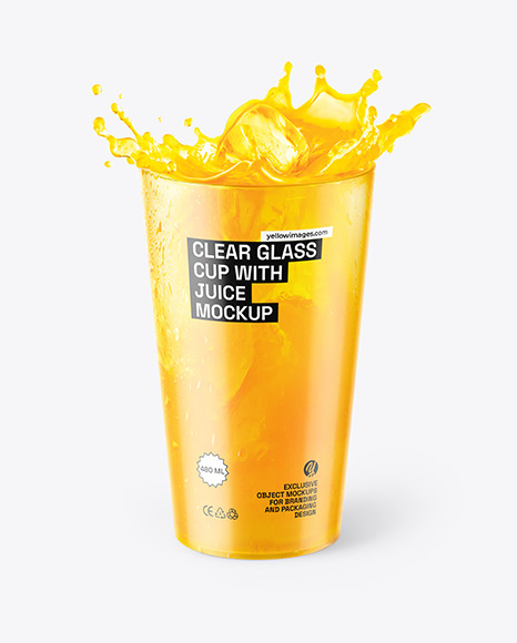 Clear Glass Cup with Orange Juice Mockup