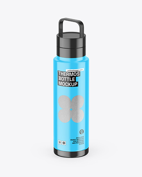 Glossy Thermos Bottle Mockup
