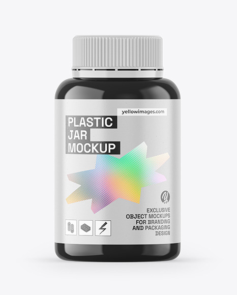 Glossy Plastic Pills Jar Mockup