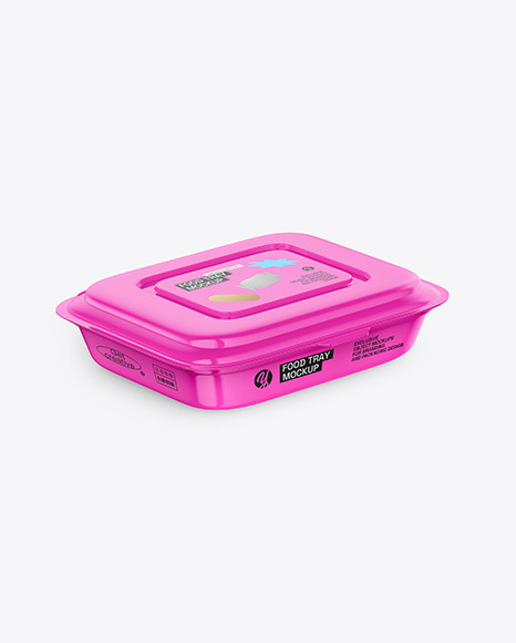Glossy Food Container Mockup - Half Side View
