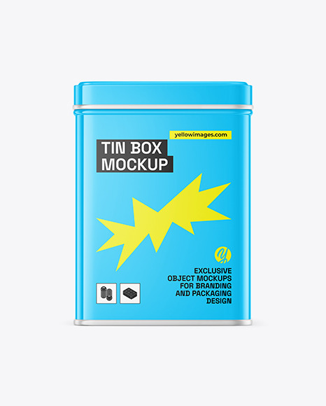Glossy Tin Box Mockup