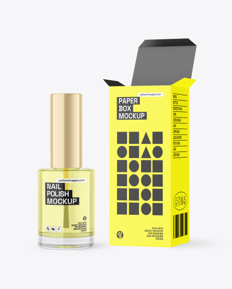 Opened Box With Clear Nail Polish Bottle Mockup