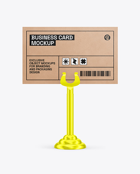 Kraft Business Card with Metallic Holder Mockup