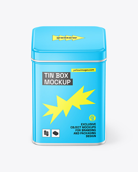 Glossy Tin Box Mockup