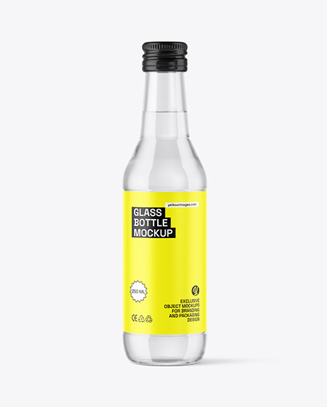 250ml Clear Glass Vodka Bottle Mockup