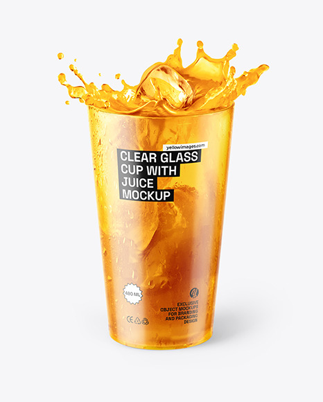 Clear Glass Cup with Apple Juice Mockup