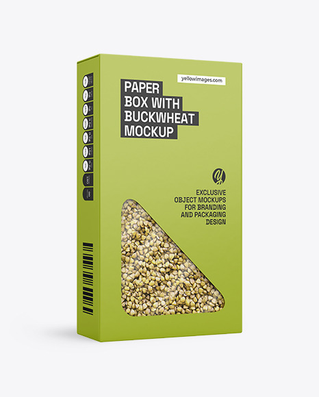 Paper Box with Green Buckwheat Mockup