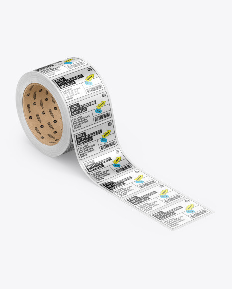 Roll with Metallic Stickers Mockup