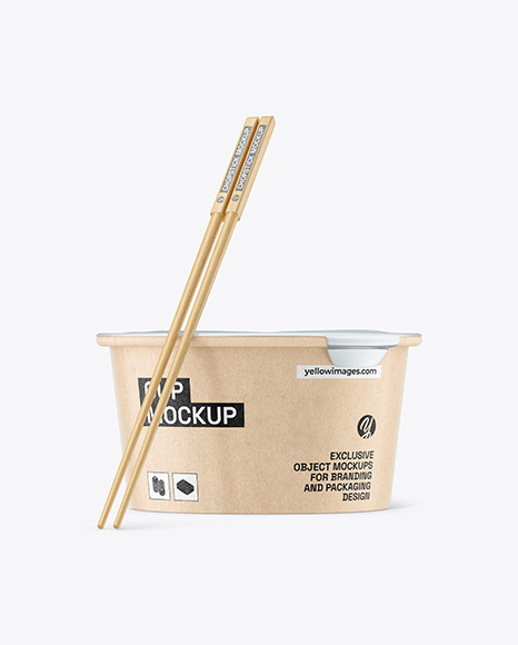 Kraft Cup with Chopsticks Mockup
