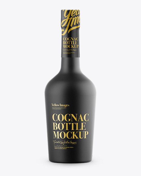 Cognac Black Matte Bottle Mockup - Front View