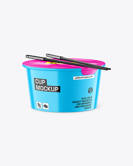 Glossy Cup with Chopsticks Mockup