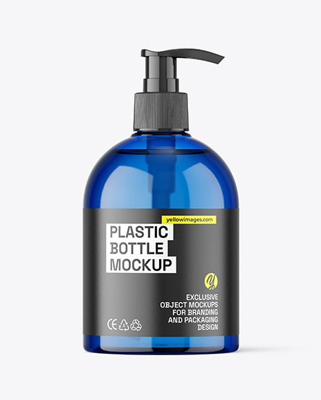 Blue Plastic Bottle w/ Pump Mockup