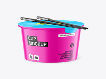 Matte Cup with Chopsticks Mockup