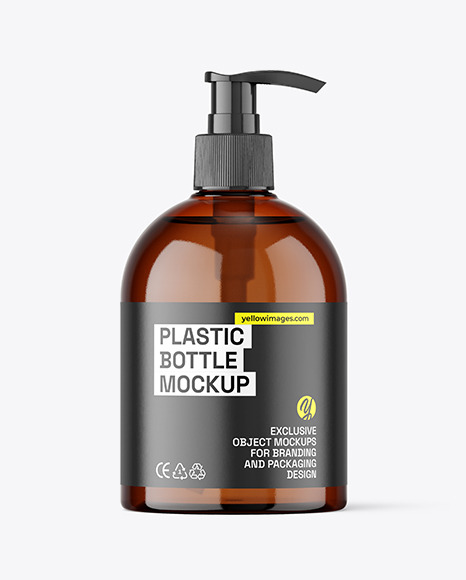 Amber Plastic Bottle w/ Pump Mockup