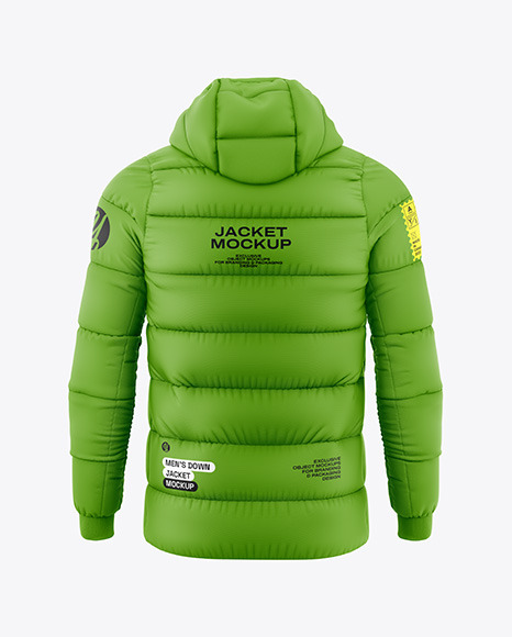 Men's Down Jacket with Hood Mockup - Back View
