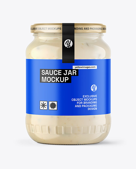 Clear Glass Jar with Tar Tar Sauce Mockup