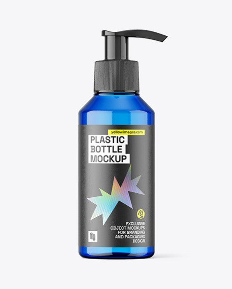 Blue Plastic Bottle w/ Pump Mockup