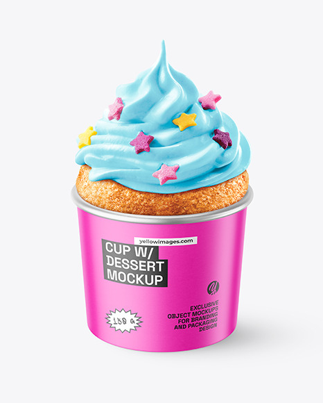 Matte Paper Cup with Cupcake Mockup