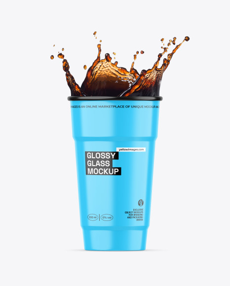 Glossy Paper Coffee Cup w/ Splash Mockup