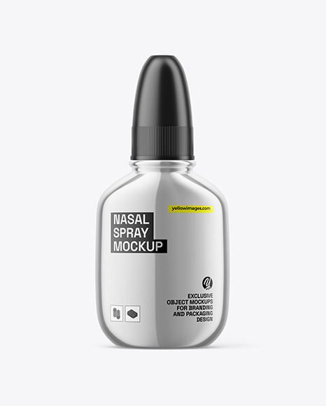 Glossy Metallic Nasal Spray Bottle Mockup