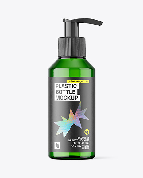 Green Plastic Bottle w/ Pump Mockup
