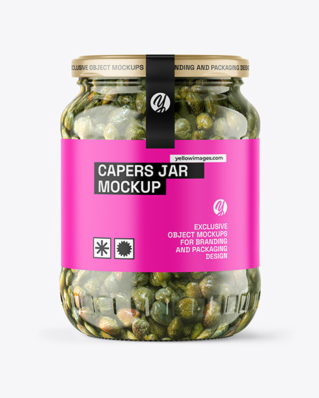 Clear Glass Jar with Capers Mockup