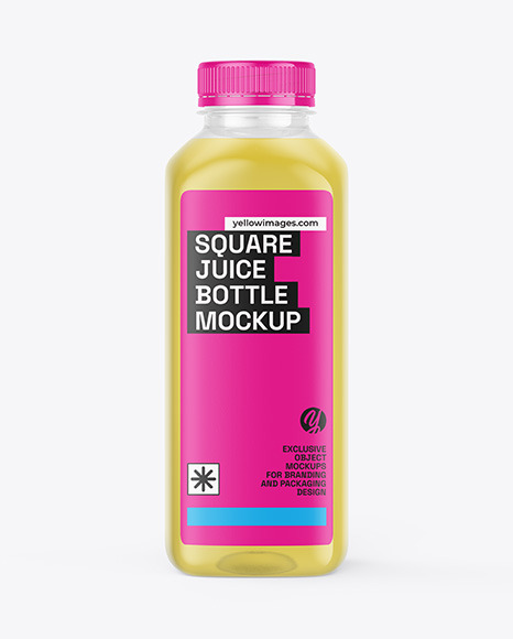 Square Bottle with Soft Drink Mockup