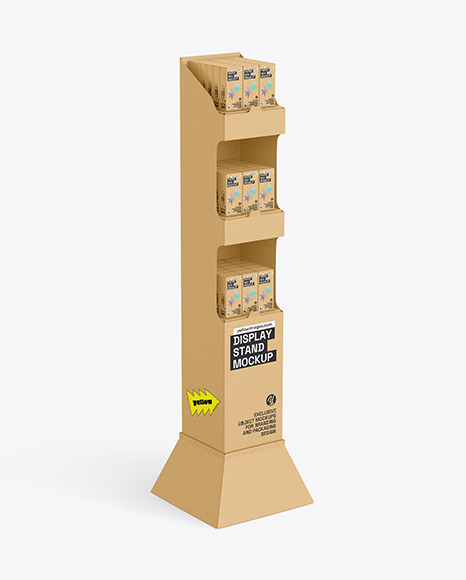 Kraft Display Stand w/ Boxes Mockup